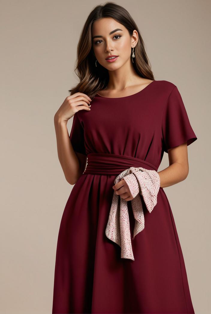 plus size simple chiffon pleated a line round neckline bridesmaid dress 121248