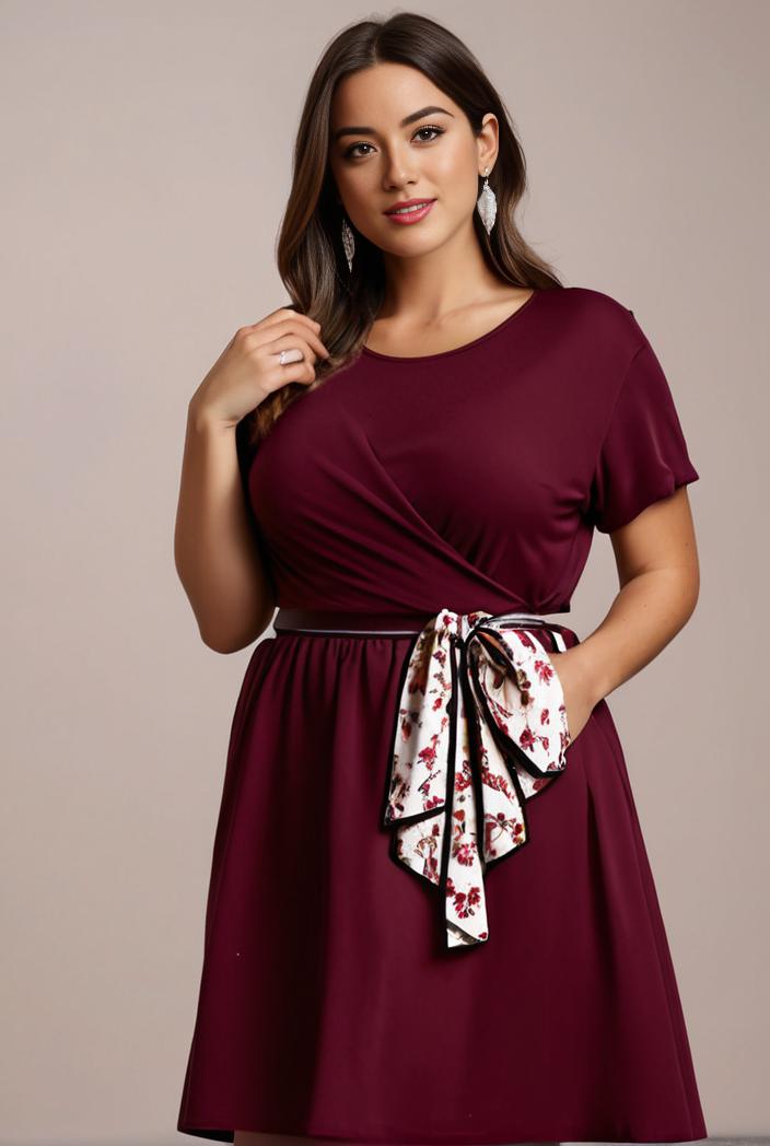 plus size simple chiffon pleated a line round neckline bridesmaid dress 121253
