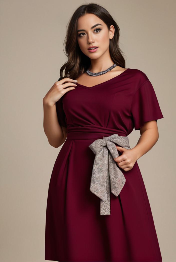 plus size simple chiffon pleated a line round neckline bridesmaid dress 121254