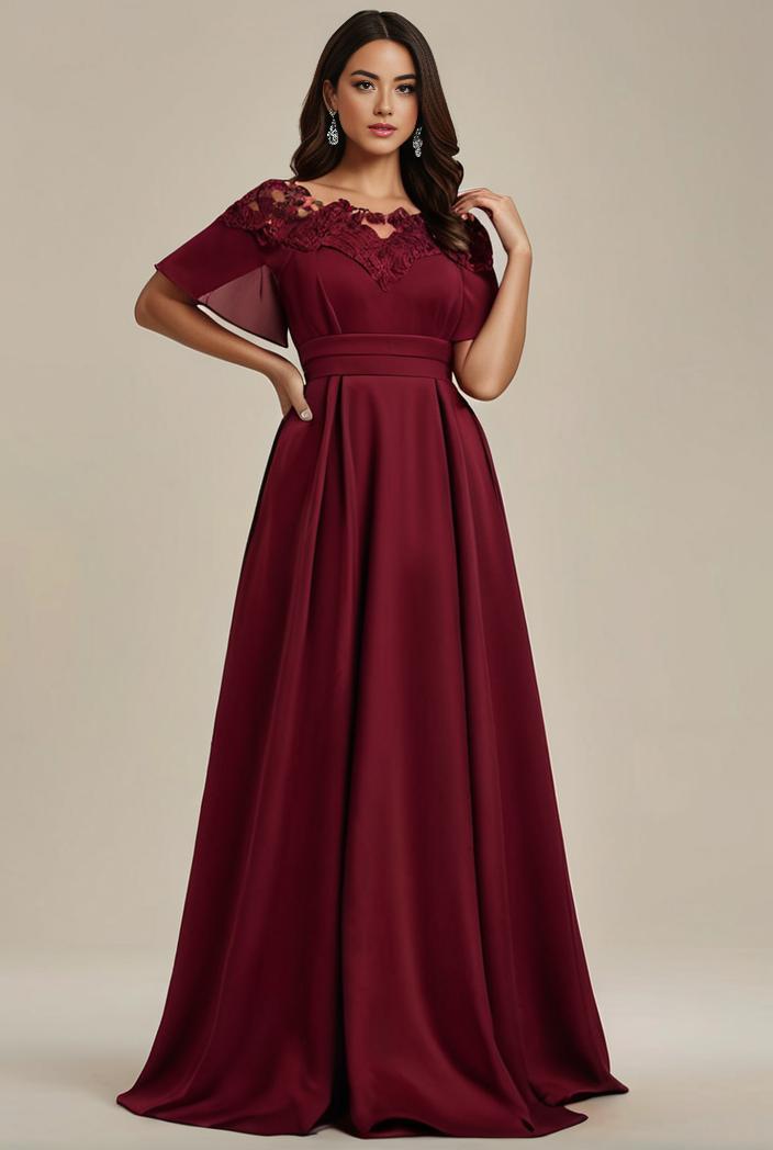 plus size simple chiffon pleated a line round neckline bridesmaid dress 121256