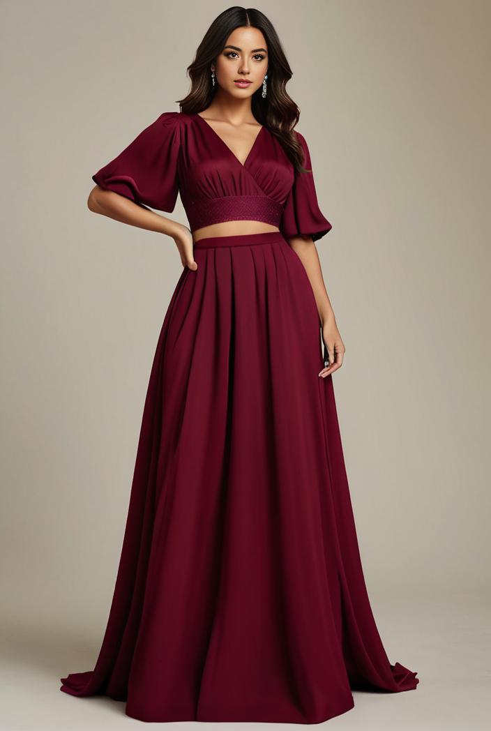 plus size simple chiffon pleated a line round neckline bridesmaid dress 121261