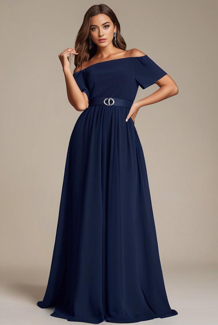 plus size simple chiffon pleated a line round neckline bridesmaid dress 121282
