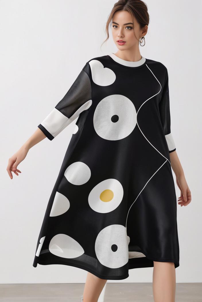 size curve dresses plus size loose elegant floral pattern stitching midi dress 124837