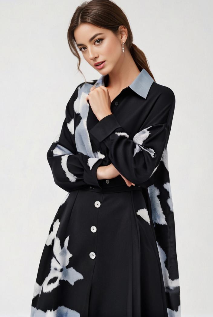 size curve dresses plus size loose elegant floral pattern stitching midi dress 124851