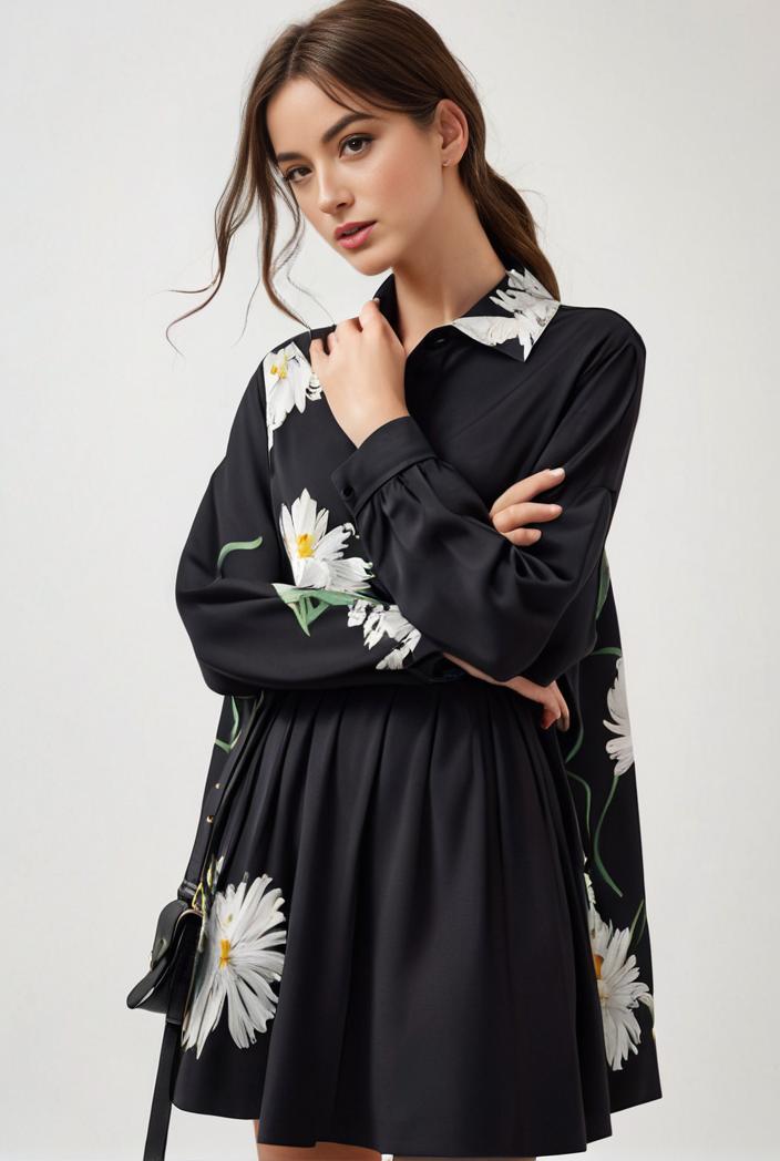 size curve dresses plus size loose elegant floral pattern stitching midi dress 124854
