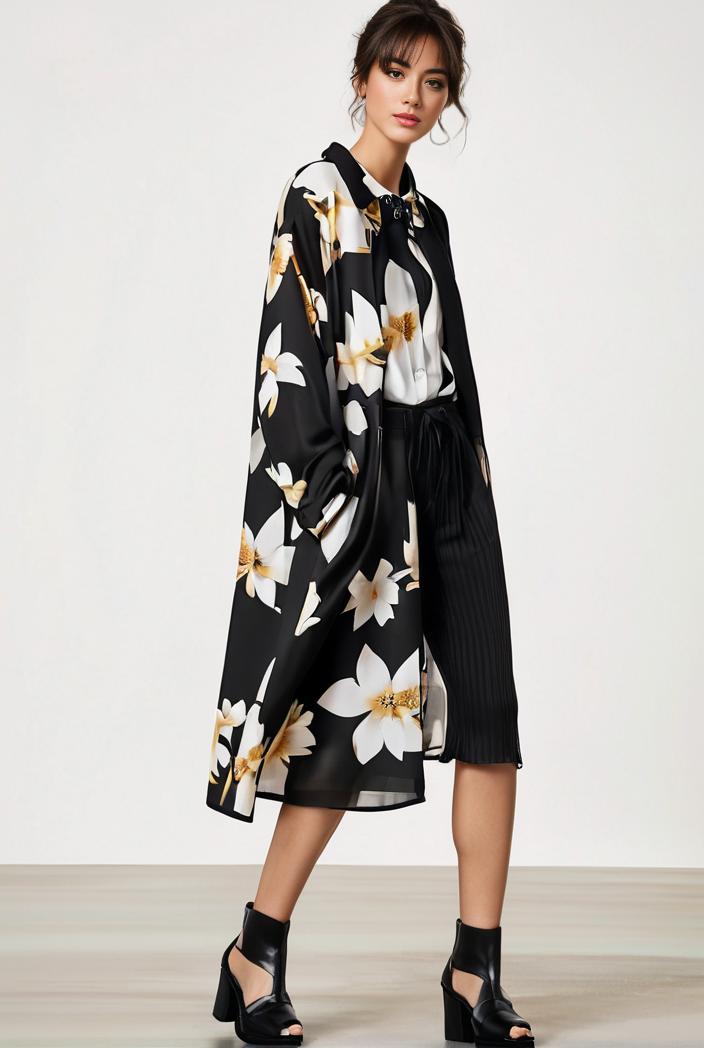 size curve dresses plus size loose elegant floral pattern stitching midi dress 124856
