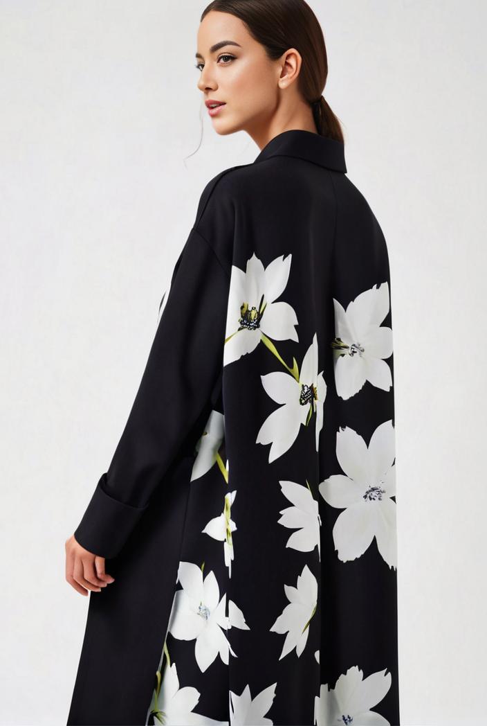 size curve dresses plus size loose elegant floral pattern stitching midi dress 124866