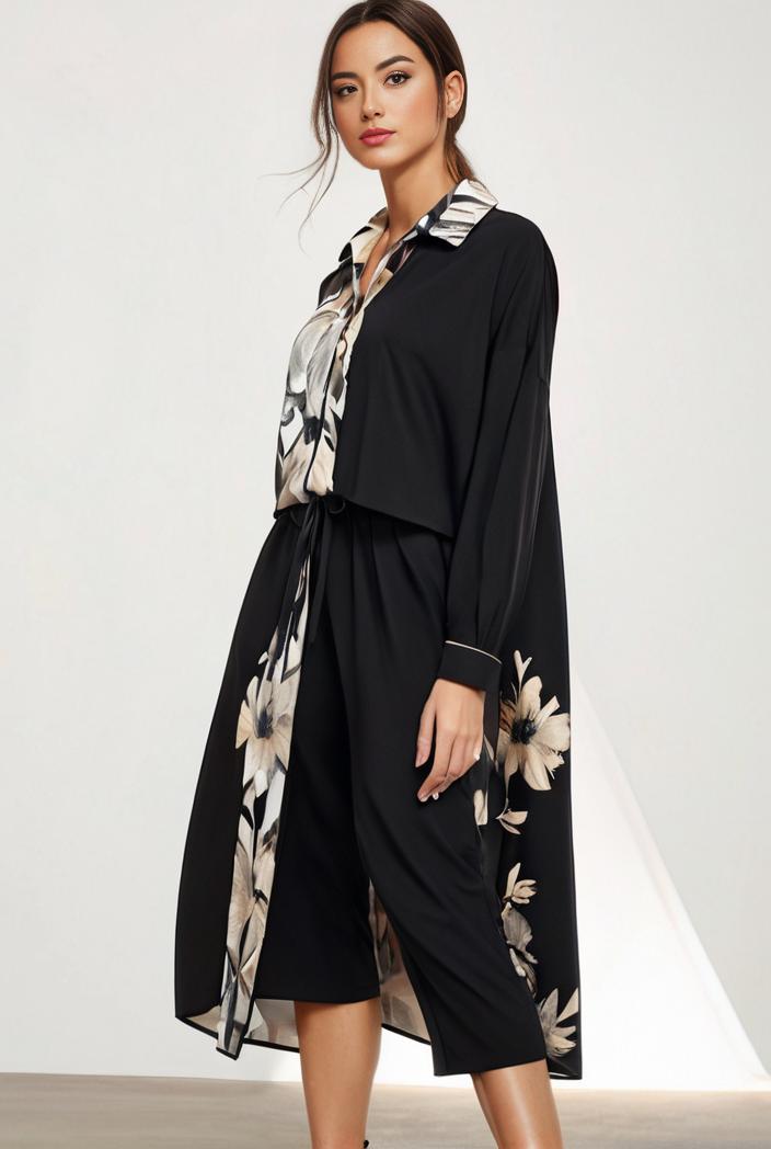 size curve dresses plus size loose elegant floral pattern stitching midi dress 124872