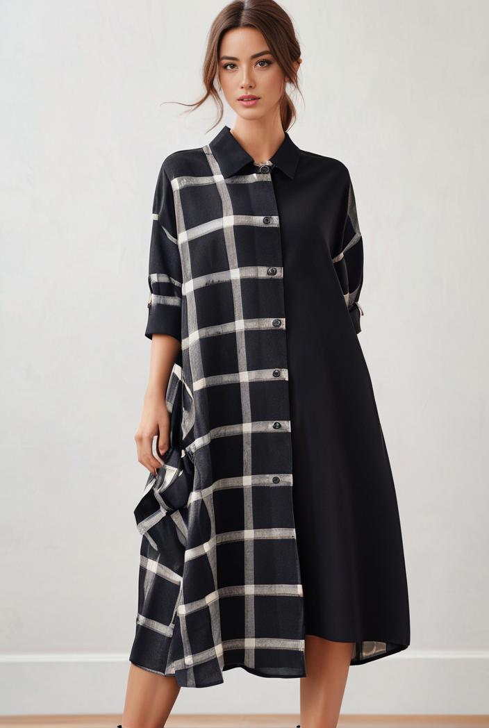 size curve dresses plus size loose elegant floral pattern stitching midi dress 124884
