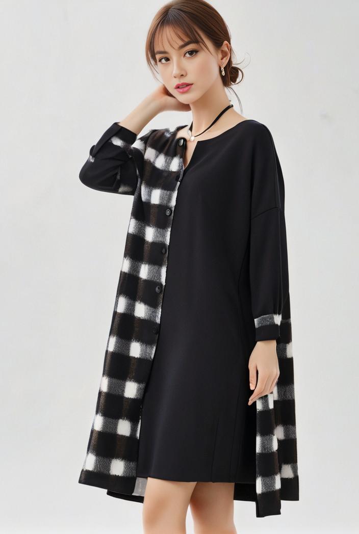 size curve dresses plus size loose elegant floral pattern stitching midi dress 124888