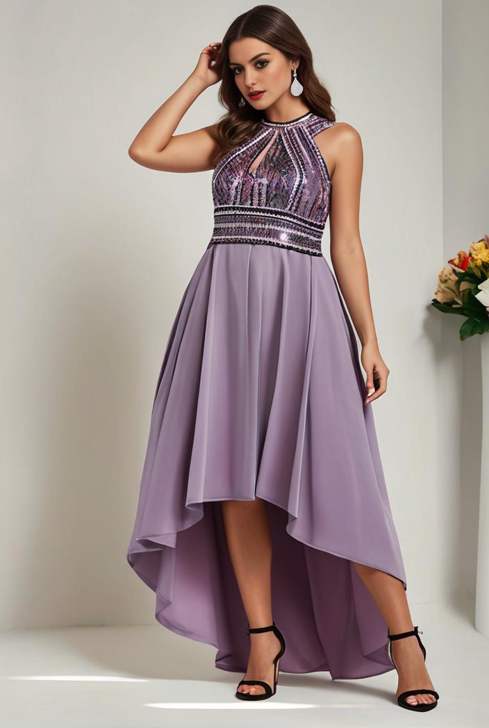 plus size sequin high low deep v neck tulle evening dresses 113343
