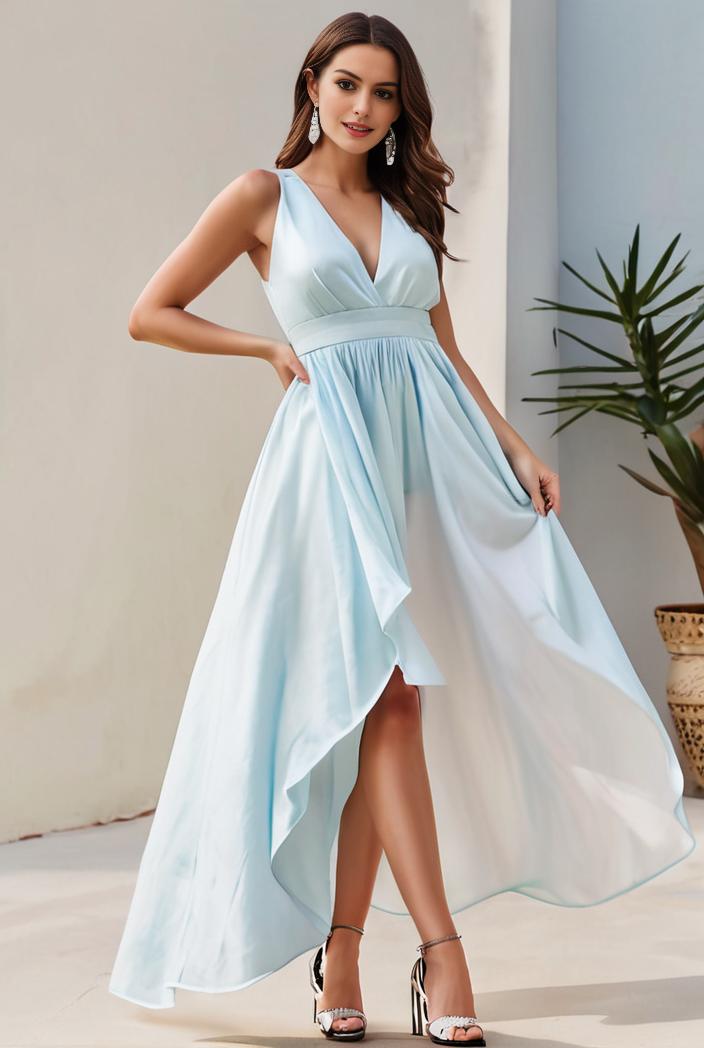 plus size sequin high low deep v neck tulle evening dresses 113368