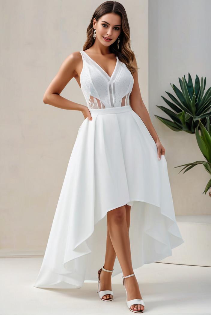 plus size sequin high low deep v neck tulle evening dresses 113371