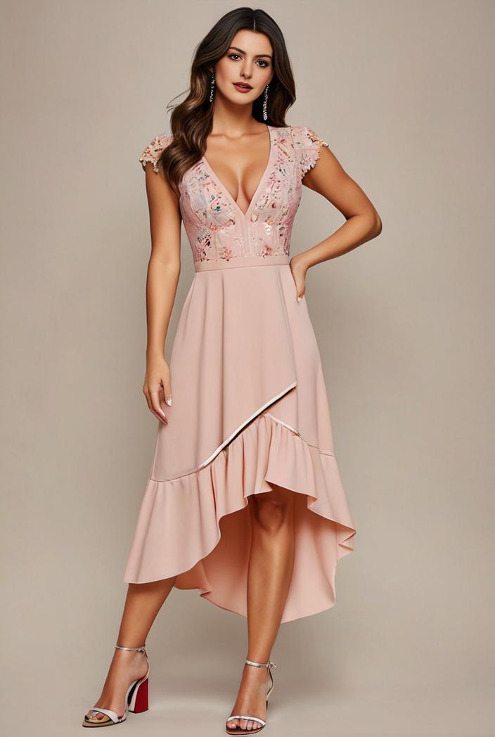plus size sequin high low deep v neck tulle evening dresses 113403