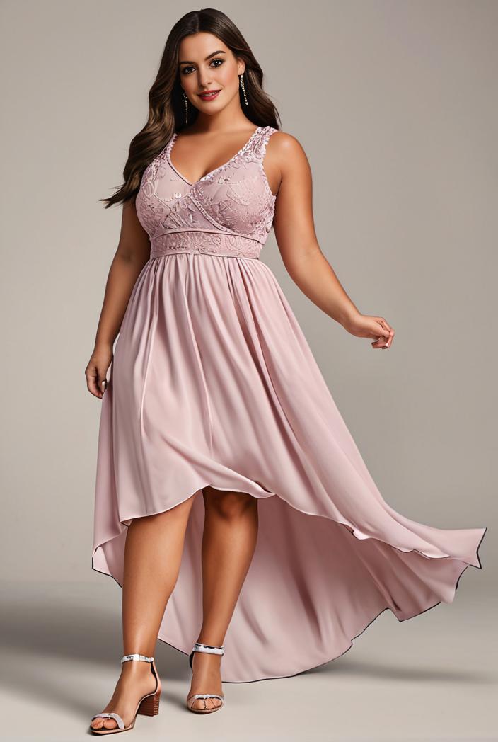 plus size sequin high low deep v neck tulle evening dresses 113418