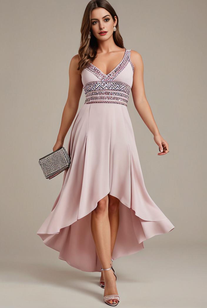 plus size sequin high low deep v neck tulle evening dresses 113431