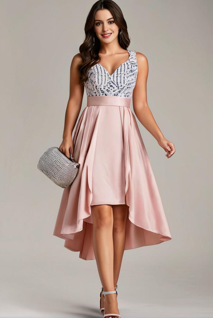 plus size sequin high low deep v neck tulle evening dresses 113433