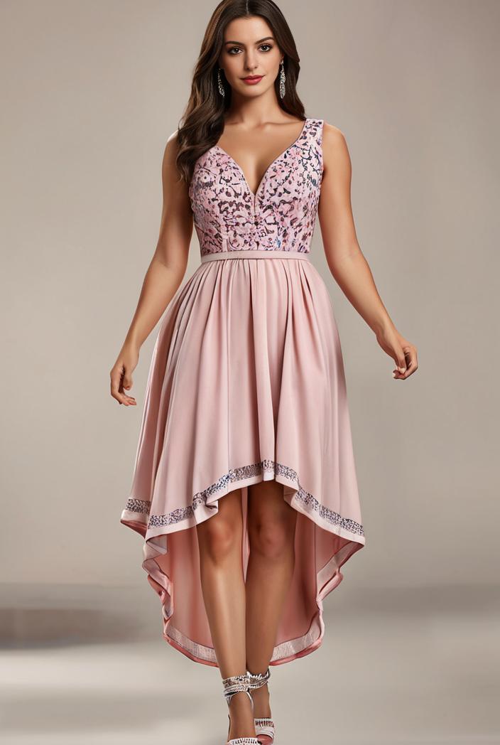 plus size sequin high low deep v neck tulle evening dresses 113434