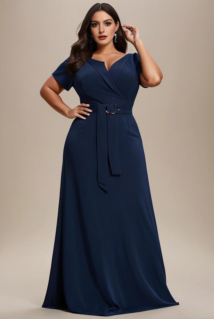 plus size simple chiffon pleated a line round neckline bridesmaid dress 113787