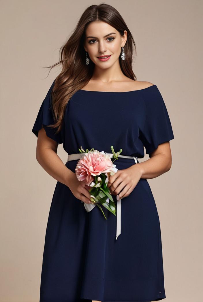 plus size simple chiffon pleated a line round neckline bridesmaid dress 113800
