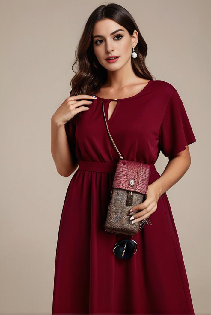 plus size simple chiffon pleated a line round neckline bridesmaid dress 113810