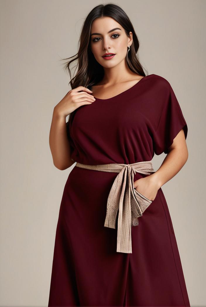 plus size simple chiffon pleated a line round neckline bridesmaid dress 113811