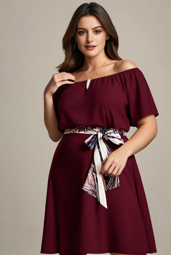 plus size simple chiffon pleated a line round neckline bridesmaid dress 113812