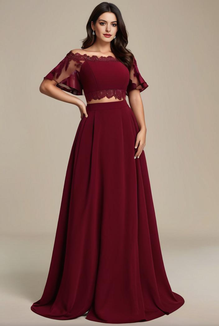plus size simple chiffon pleated a line round neckline bridesmaid dress 113814