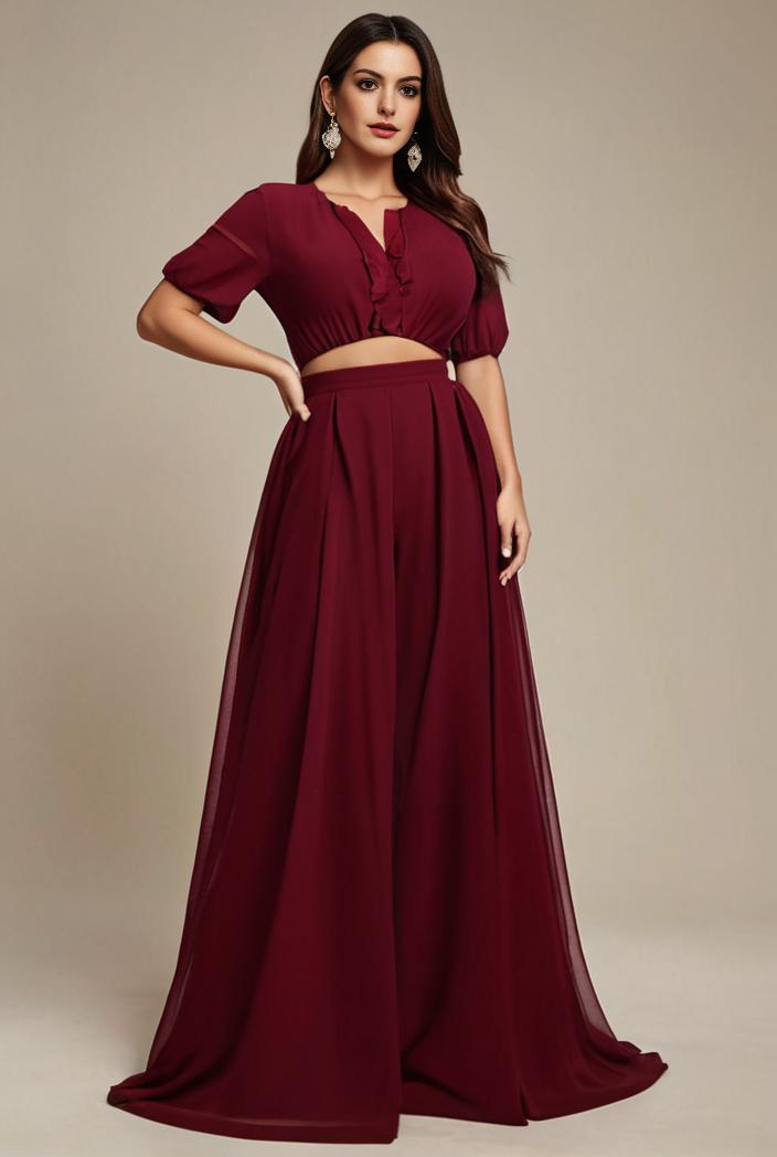 plus size simple chiffon pleated a line round neckline bridesmaid dress 113815
