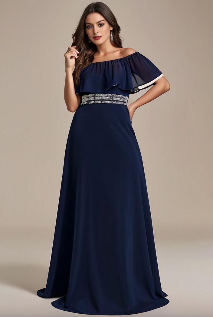 plus size simple chiffon pleated a line round neckline bridesmaid dress 113838