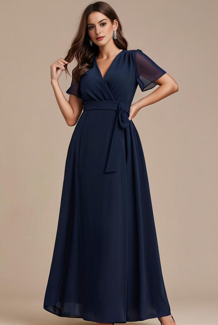 plus size simple chiffon pleated a line round neckline bridesmaid dress 113840