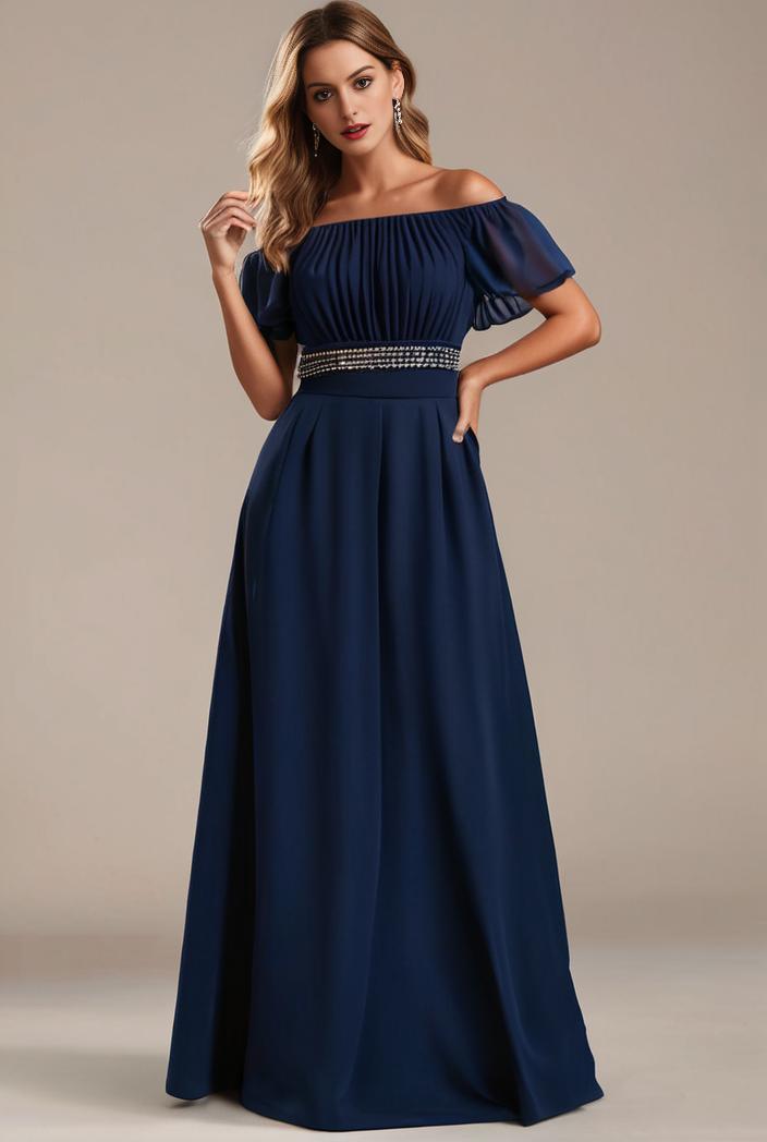 plus size simple chiffon pleated a line round neckline bridesmaid dress 113842