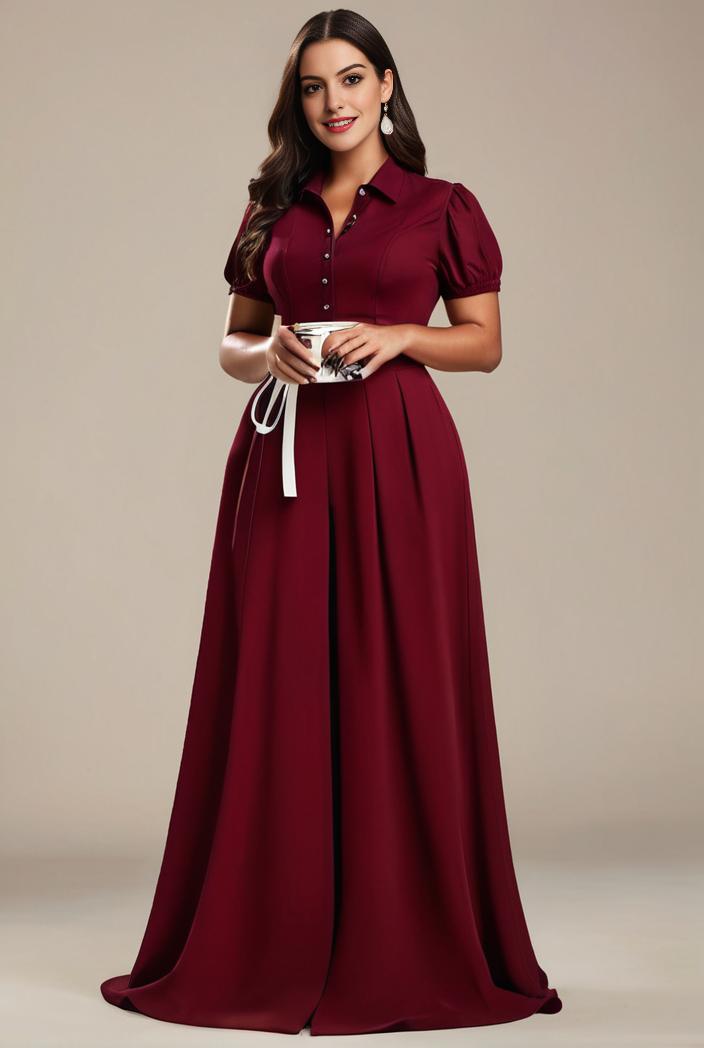 plus size simple chiffon pleated a line round neckline bridesmaid dress 113850