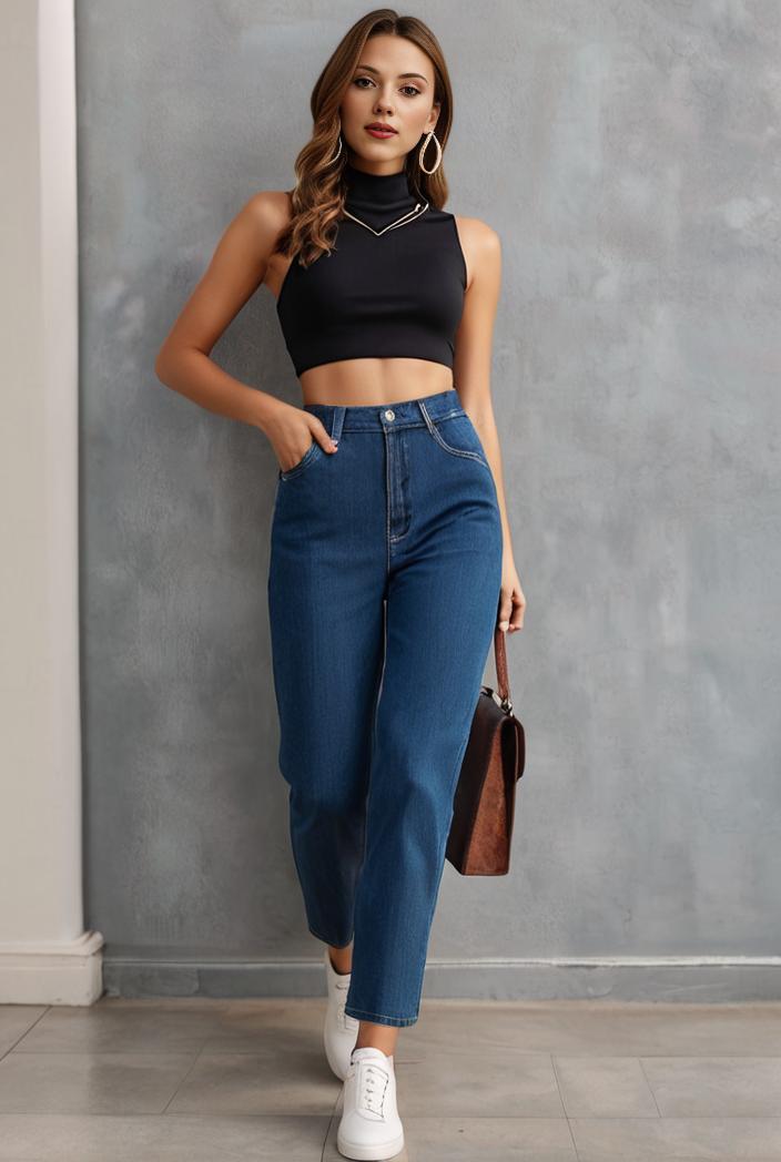 slim fit drawstring denim jeans with elastic waist for women 109761