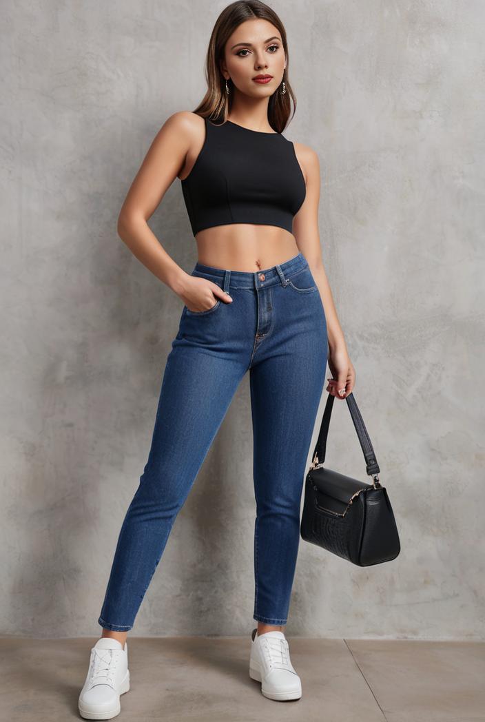 slim fit drawstring denim jeans with elastic waist for women 109763