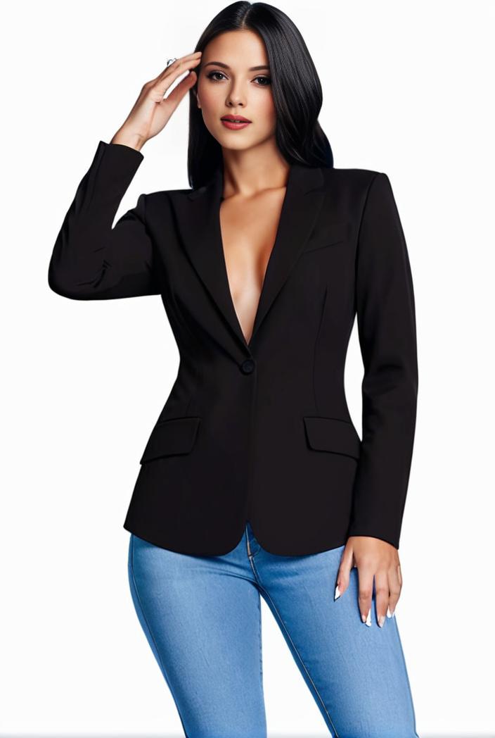 solid blazer with tie back and casual lapel long sleeve outerwear for women 109810