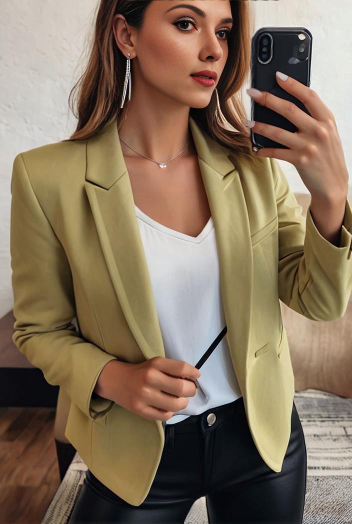 sophisticated split front blazer with long sleeves 110715
