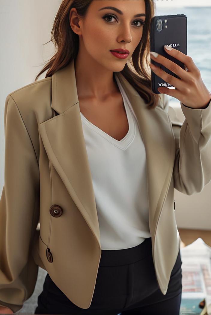 sophisticated split front blazer with long sleeves 110720