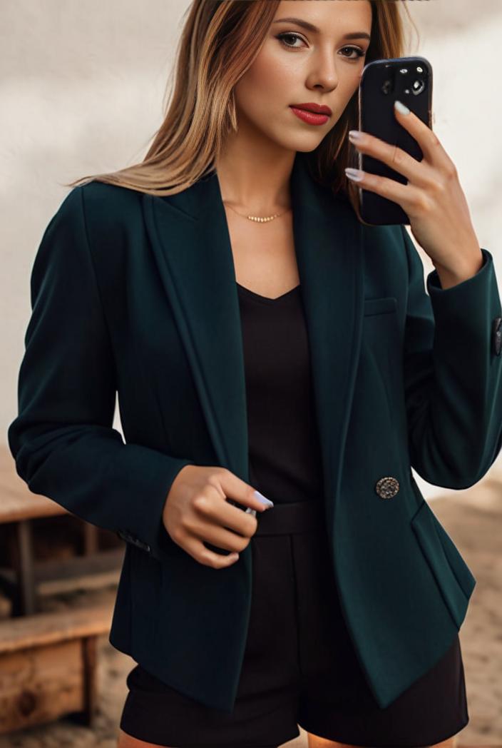 sophisticated split front blazer with long sleeves 110723