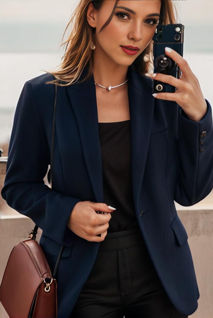 sophisticated split front blazer with long sleeves 110726