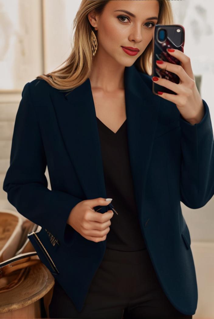 sophisticated split front blazer with long sleeves 110728