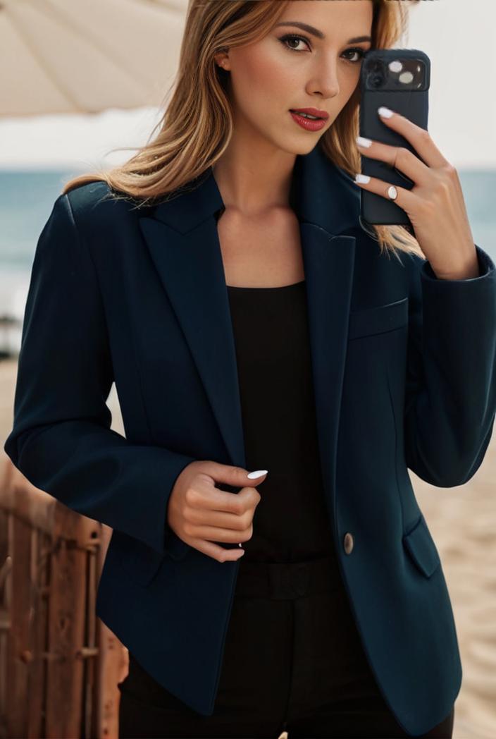 sophisticated split front blazer with long sleeves 110729