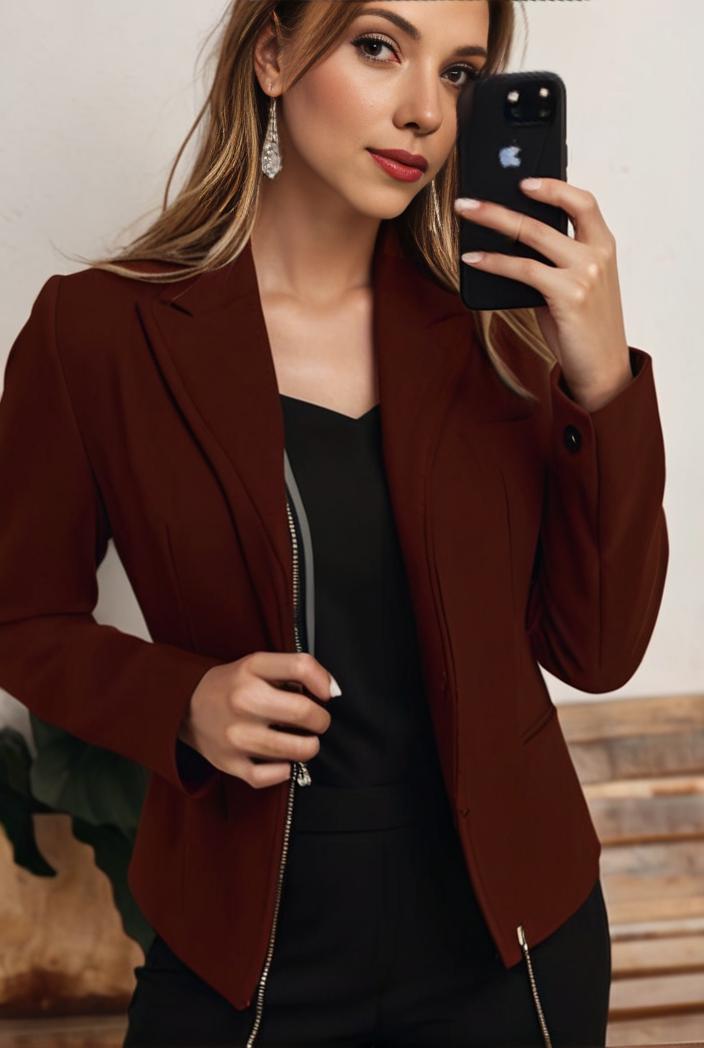 sophisticated split front blazer with long sleeves 110739