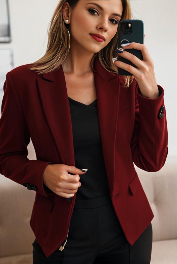 sophisticated split front blazer with long sleeves 110742