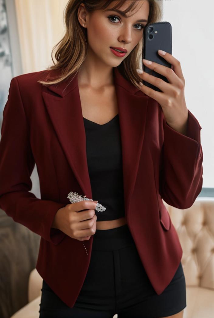 sophisticated split front blazer with long sleeves 110743