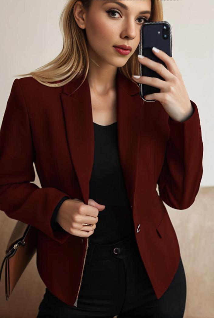sophisticated split front blazer with long sleeves 110745