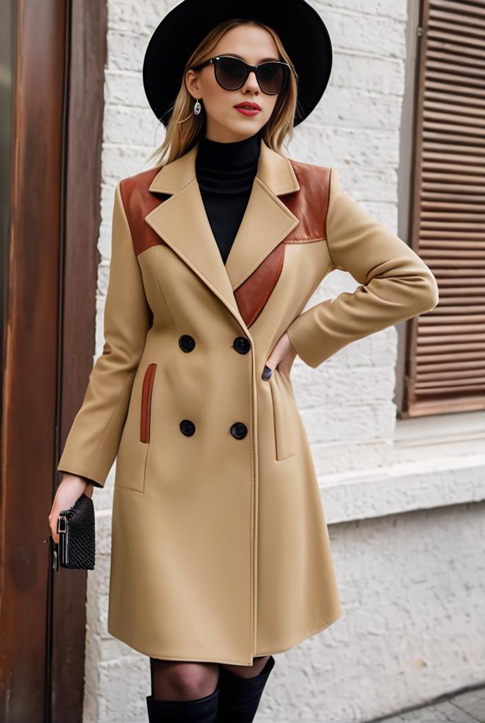 stylish women s winter overcoat with double breasted lapels and thermal lining 112714