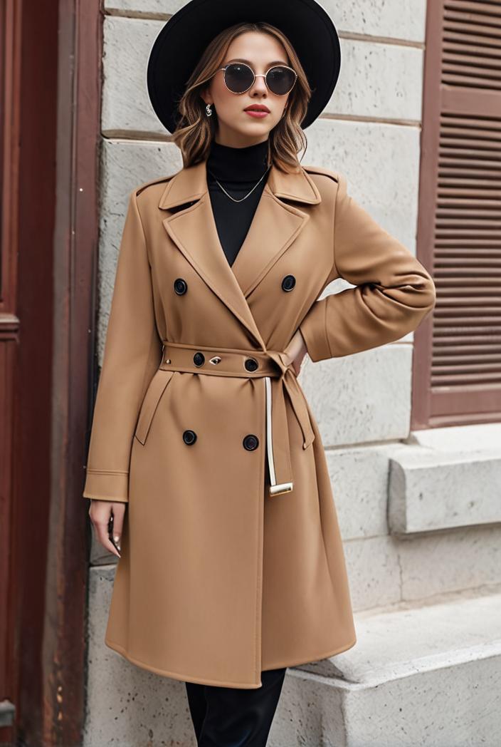 stylish women s winter overcoat with double breasted lapels and thermal lining 112716