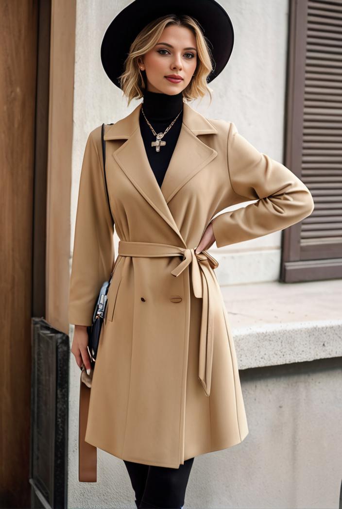 stylish women s winter overcoat with double breasted lapels and thermal lining 112717