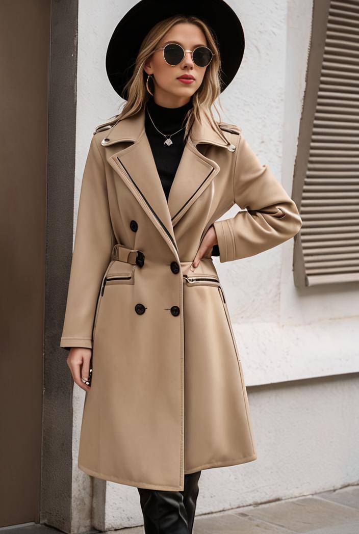 stylish women s winter overcoat with double breasted lapels and thermal lining 112718